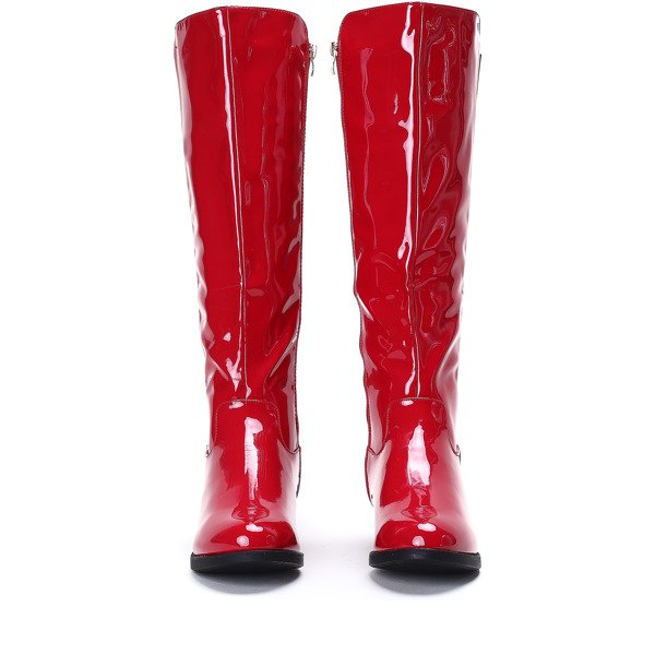 Czerwone, lakierowane kozaki Wild Thoughts- Obuwie