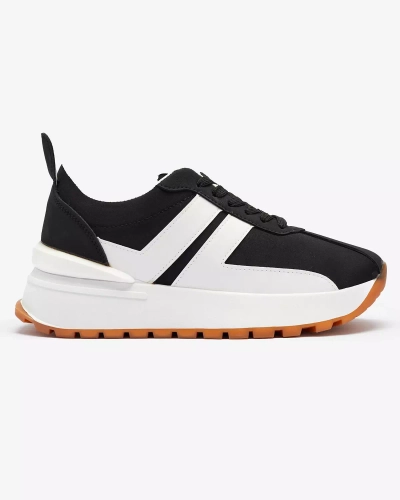 Öko-bőr női fekete sportcipő színes betétekkel Tifora- Footwear