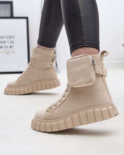 Női csizma tasakos bézs színben Sauups- Footwear
