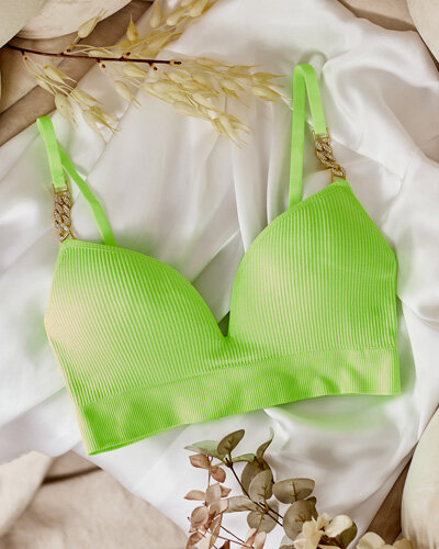 Royalfashion női bordás melltartó díszpántokkal