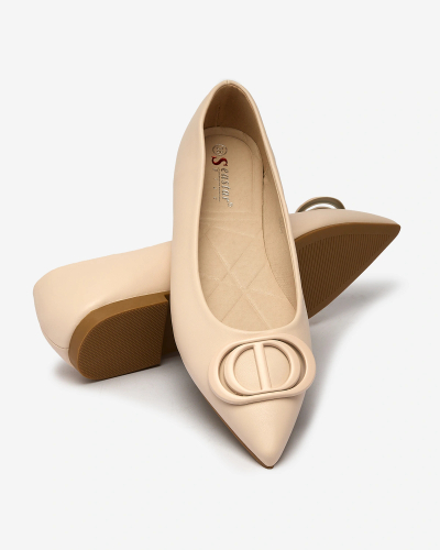 Royalfashion Krémszínű női hegyes orrú balerinák orrdíszítéssel Manixy