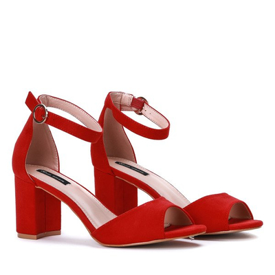 Czerwone sandały z eko - zamszu na słupku Arrietty - Obuwie