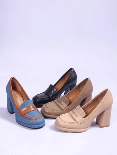 Royalfashion Női farmer mokaszinok blokk sarkon Jozenas