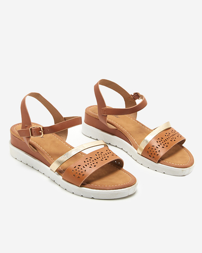 OUTLET Barna női szandál alacsony éken Dotif - Lábbeli