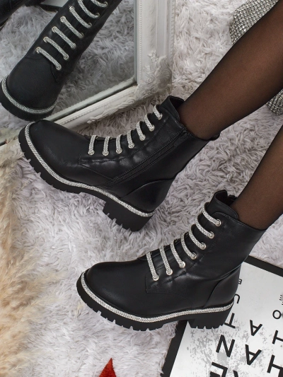 Lunara női fűzős öko bőr bokacsizma