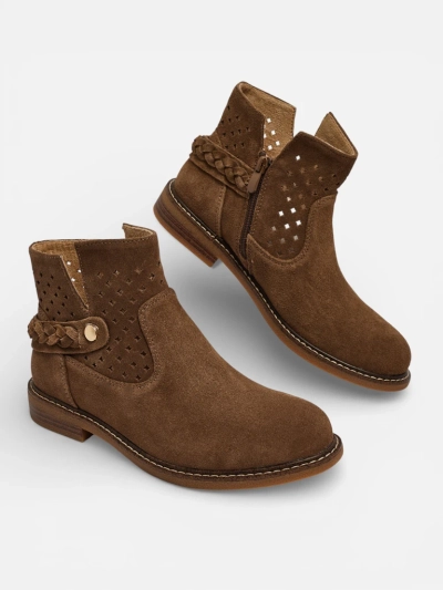 Ażurowe botki damskie ze skóry naturalnej Unimi