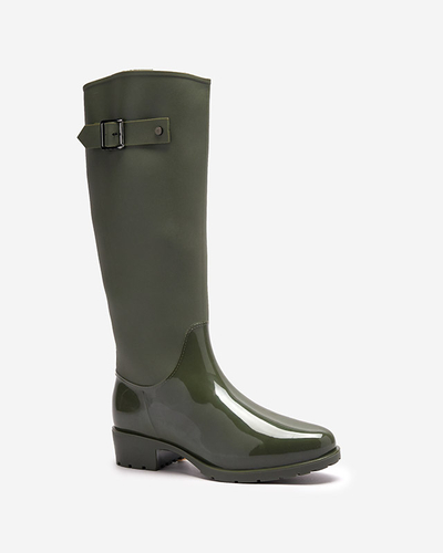 Sötétzöld női térdig érő lábszárvédő Bevirdo- Lábbeli