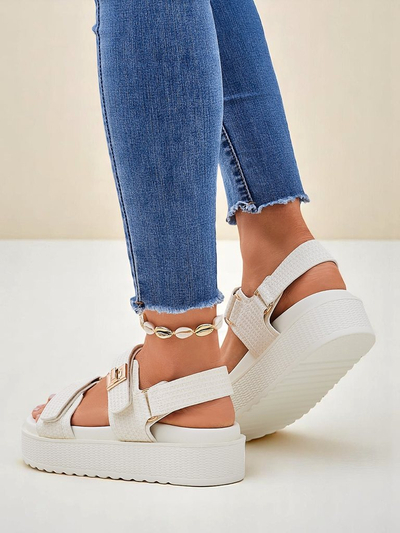 Royalfashion Kallisto – Fehér női platform szandál, ökológiai bőr