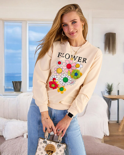 Royalfashion Női pamut vékony nyomtatott pulóver