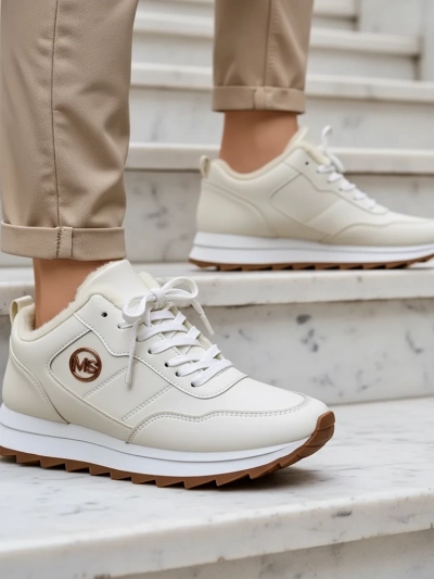 Royalfashion Alba Bélelt Női Sneakerek Fehér Ökológiai Bőr Platformon
