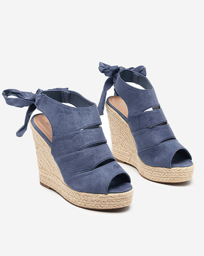 OUTLET Kék öko velúr női szandál éken Evofi - Lábbeli