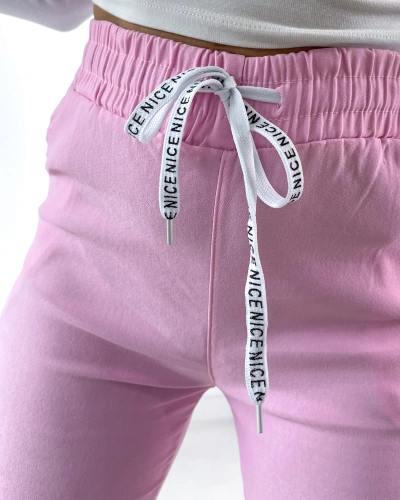 Royalfashion Női szövetnadrág térd előtt rózsaszínben