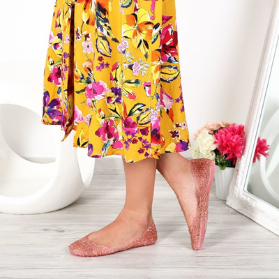 Różowe baleriny z brokatem Carolina- Obuwie