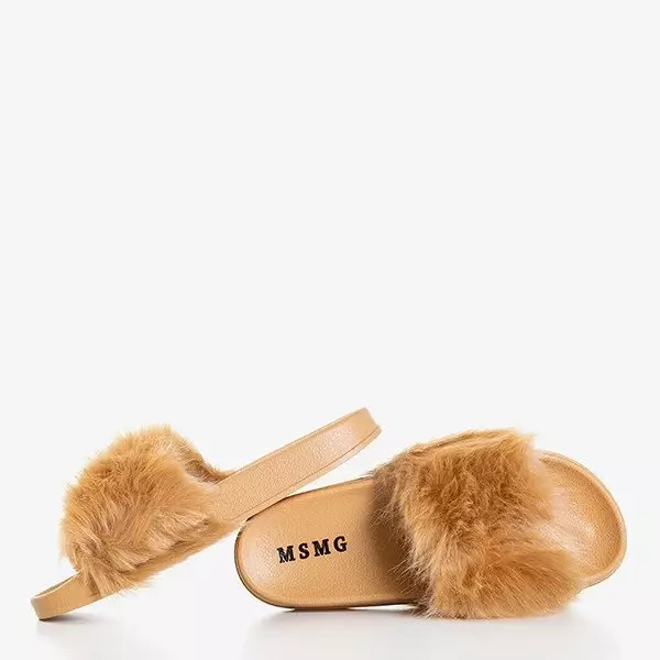 OUTLET Barna papucs szőrrel Millie- Shoes