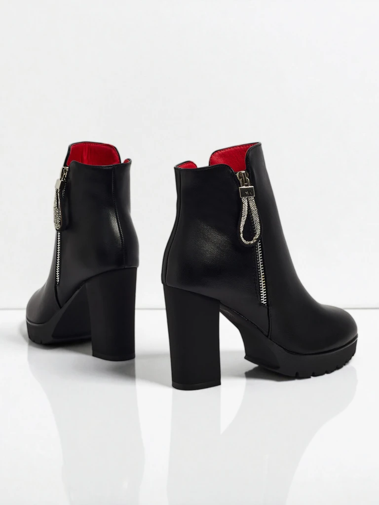 Marellin női eco bőr bokacsizma vastag sarokkal