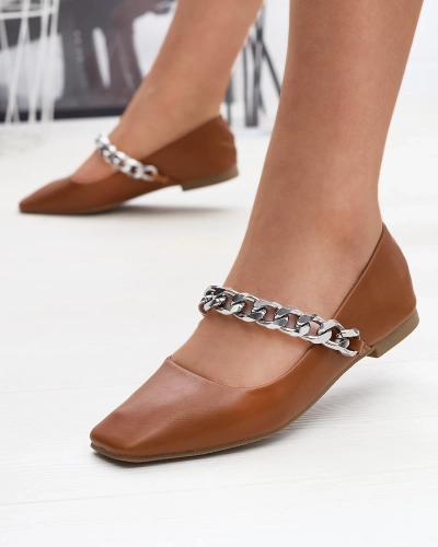 Barna női balerinák lánccal Serima - Lábbeli