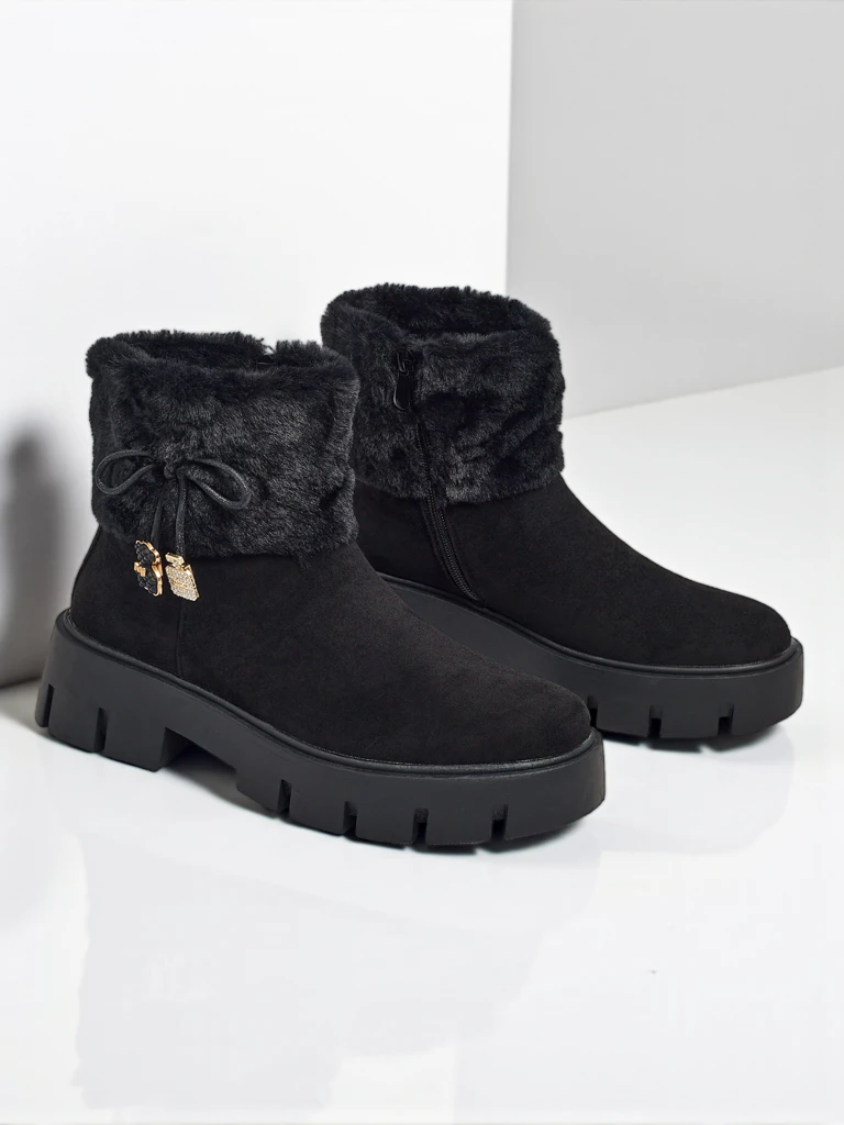 Magasított női öko velúr bokacsizma szőrmével Vernaya