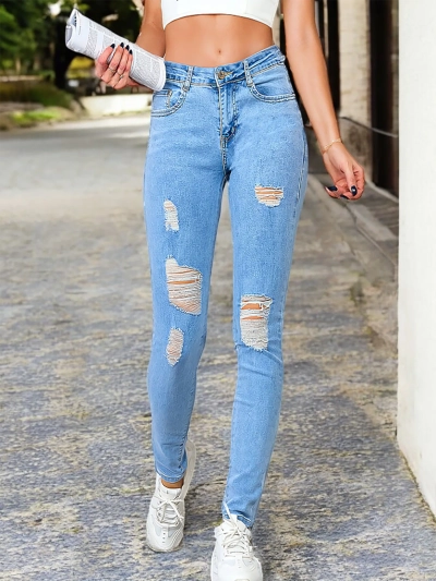 Royalfashion Női csőfarmer dörzsöléssel 5717-6