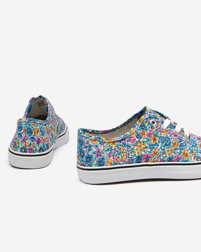 OUTLET Kék virágos női tornacipő Sertoli - Lábbeli