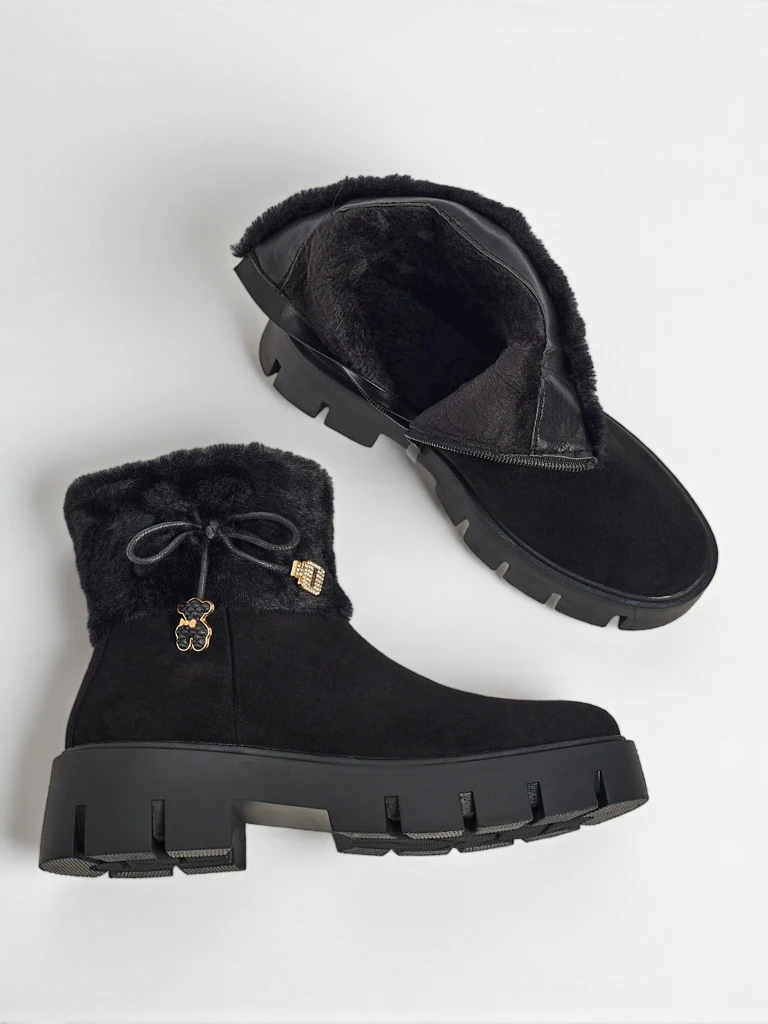 Magasított női öko velúr bokacsizma szőrmével Vernaya