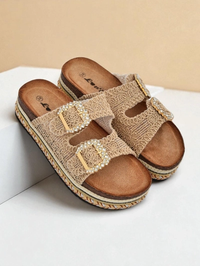 Royalfashion női szandálok strasszköves csatokkal GlamCork
