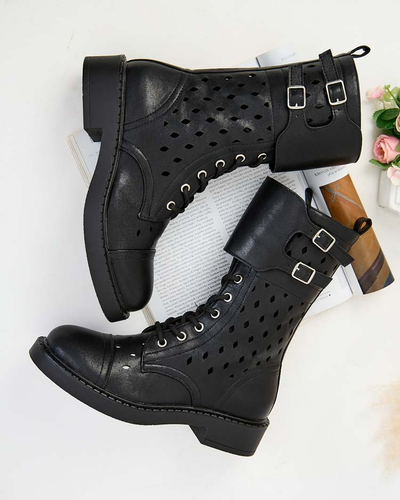 Royalfashion Női áttört csipkés csizma Belsel