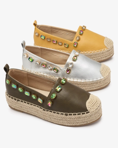 Női ezüst espadrilles kristályokkal Ziennie - Lábbeli