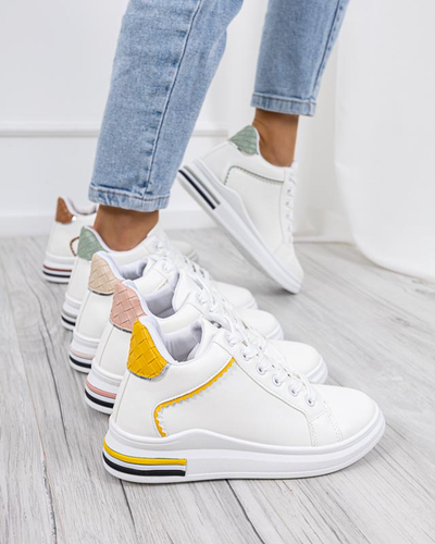 OUTLET Fehér és zöld női tornacipő rejtett Uksy ékkel - Lábbeli