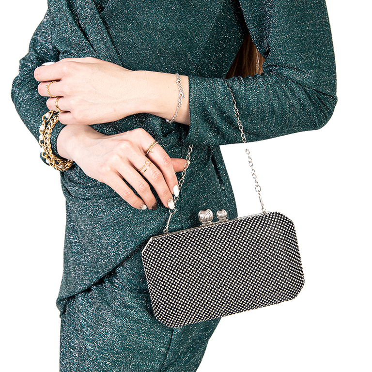 Fekete, kis női kuplungtáska cirkóniával - Kiegészítők