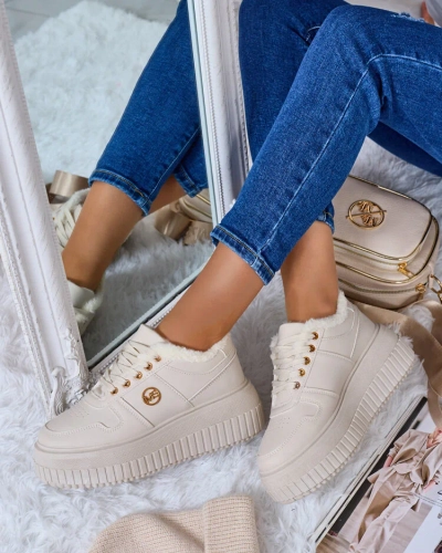 Royalfashion Melegített női tornacipő szőrmével Rozit