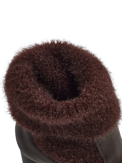 Tirave női öko bőr bokacsizma vastag sarokkal és kötött anyaggal