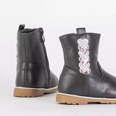 OUTLET Szürke lány csizma dekoratív felsőrésszel. Nokimi-Shoes
