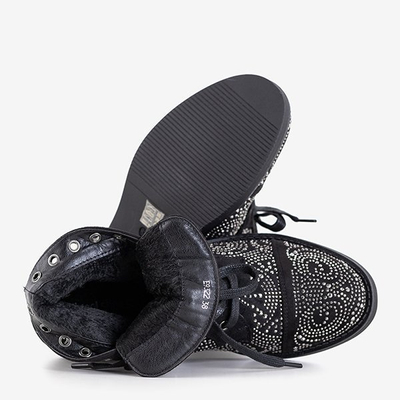 Fekete női csizma cirkóniával Elwira - Lábbeli