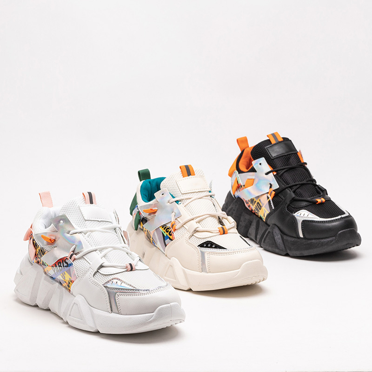 Fekete női sportcipő színes betétekkel Deroni - Lábbeli