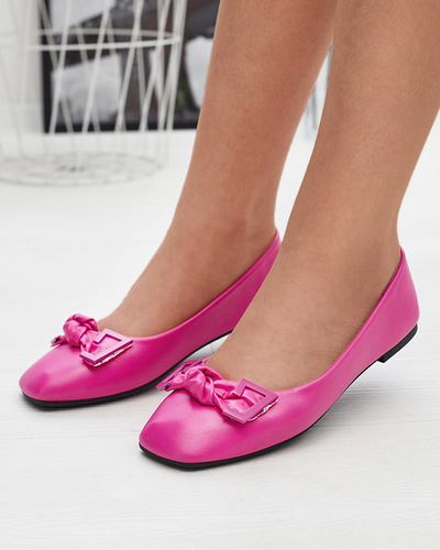 Női rózsaszín balerinák orrdíszítéssel Caxien- Footwear