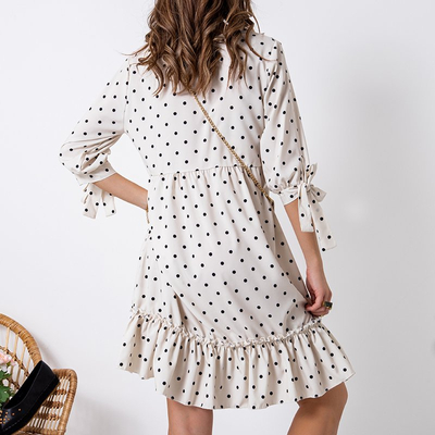 Női bézs színű, pettyes ruha - Ruházat