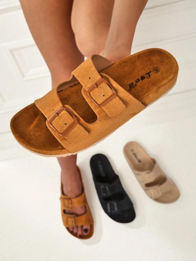 Royalfashion Női öko velúr papucs csatokkal Bella Duo