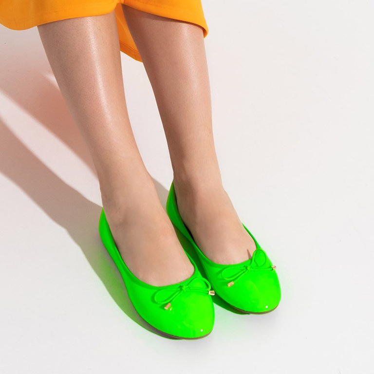 Suzzi neon zöld lakk női balerinák - cipők