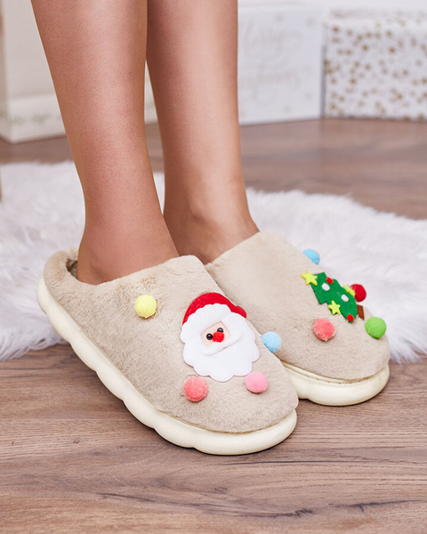 Royalfashion karácsonyi női papucs világosbarna színben Fertemse