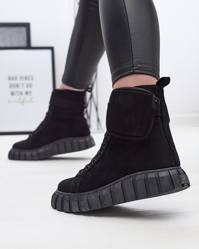 Női csizma tasakkal, fekete színben Sauups- Footwear