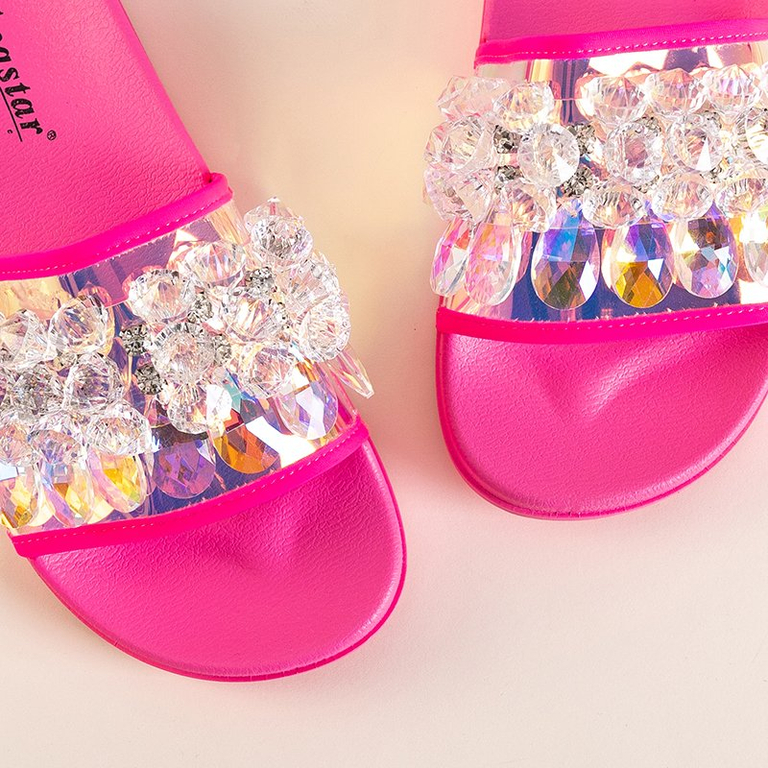 Neon rózsaszín női papucs kövekkel Halpasi - Lábbeli