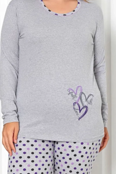 Royalfashion Női 2 részes pamut pizsama szett pöttyökkel PLUS SIZE