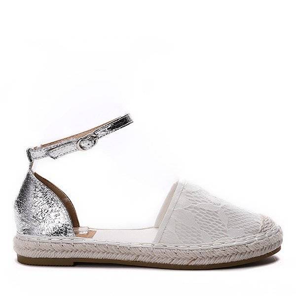 OUTLET Fehér és ezüst espadrillák Toren csattal - Cipők