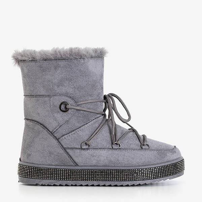 OUTLET Szürke női hócsizma köbös cirkóniákkal Nobuko - Lábbeli