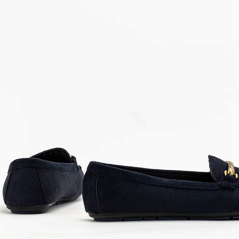 Sötétkék női mokaszinok Seriti-dísszel - Lábbeli