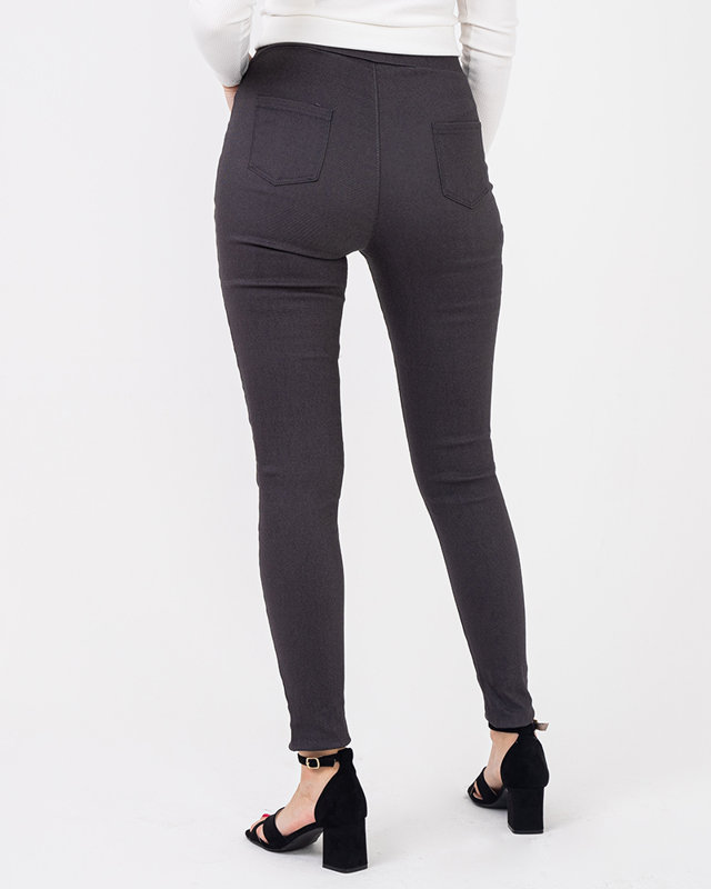 Női sötétszürke szövet tregging díszgombokkal - Ruházat