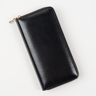 Nagy fekete női pénztárca fényes felülettel - Kiegészítők