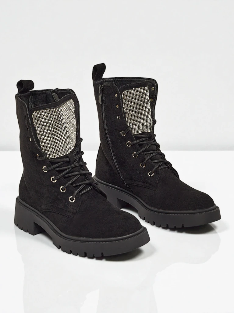 Ferlyne öko velúr fűzős női bokacsizma