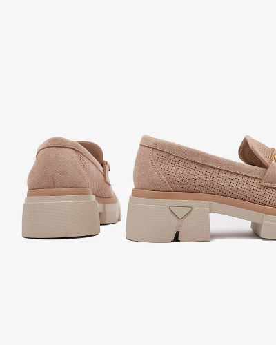 Áttört világosbarna női mokaszin kristályokkal Ingwi - Lábbeli