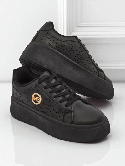 Női platformos sneakers Perseida Royalfashion fekete eco bőr